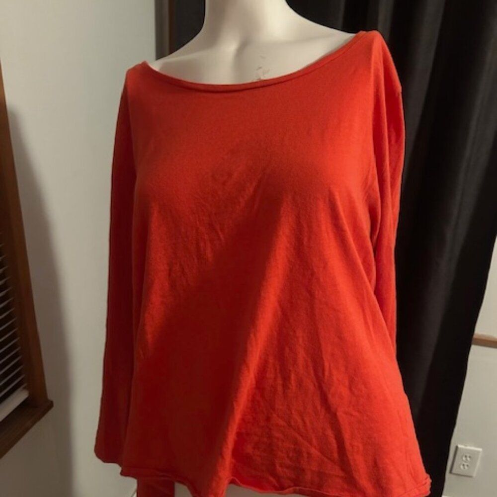 Eileen Fisher Orange long sleeve scoop neck t-shirt, size 1X